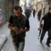 Free Syrian Army rebels and Syrian Army soldiers in central Aleppo