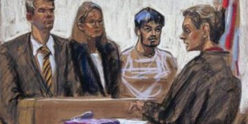 Courtroom sketch shows Nafis being arraigned in United States District Court of Eastern District of New York