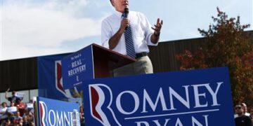 Republican presidential nominee Mitt Romney speaks during a campaign rally at Shawnee State University in Portsmouth, Ohio