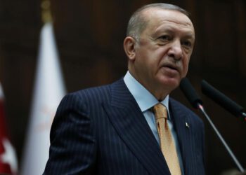 Turkish President Erdogan addresses members of his Justice and Development (AK) Party during a meeting at the parliament in Ankara, Turkey, October 28, 2020. (Reuters)