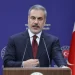 Foreign Minister Hakan Fidan speaking at a press conference.