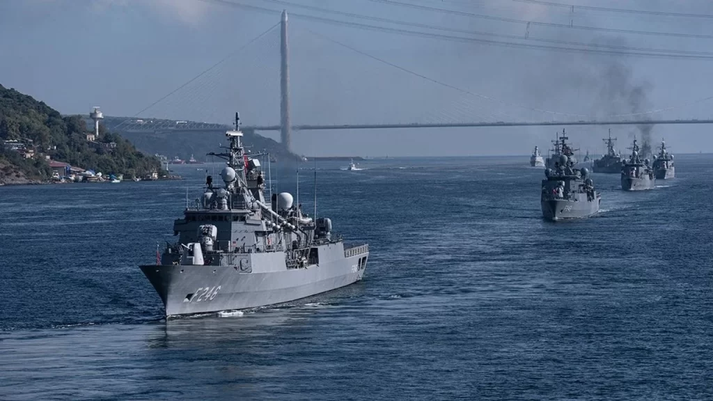 Turkish Navy ships in Istanbul,