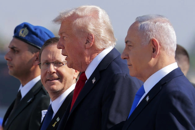 Israels President Isaac Herzog, US. President Donald Trump and Prime minister Benjamin Netanyahu