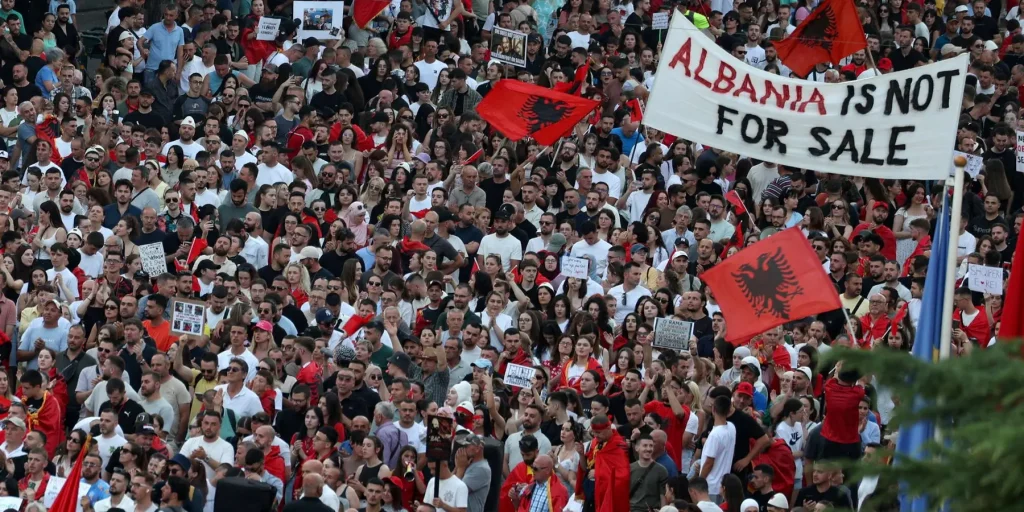 Protesters in Albania